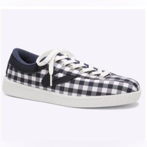 Draper James x Tretorn Nylite Plus canvas sneaker in a navy and white gingham